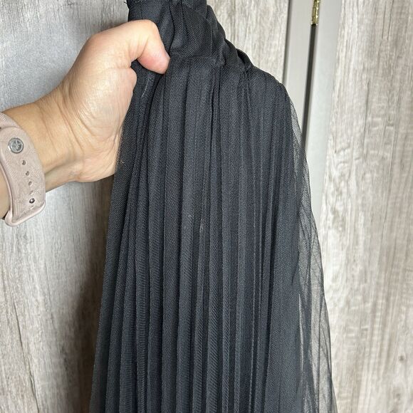 C’est Toi Tule Pleated Skirt Long Maxi Black Color Size S - Picture 5 of 5